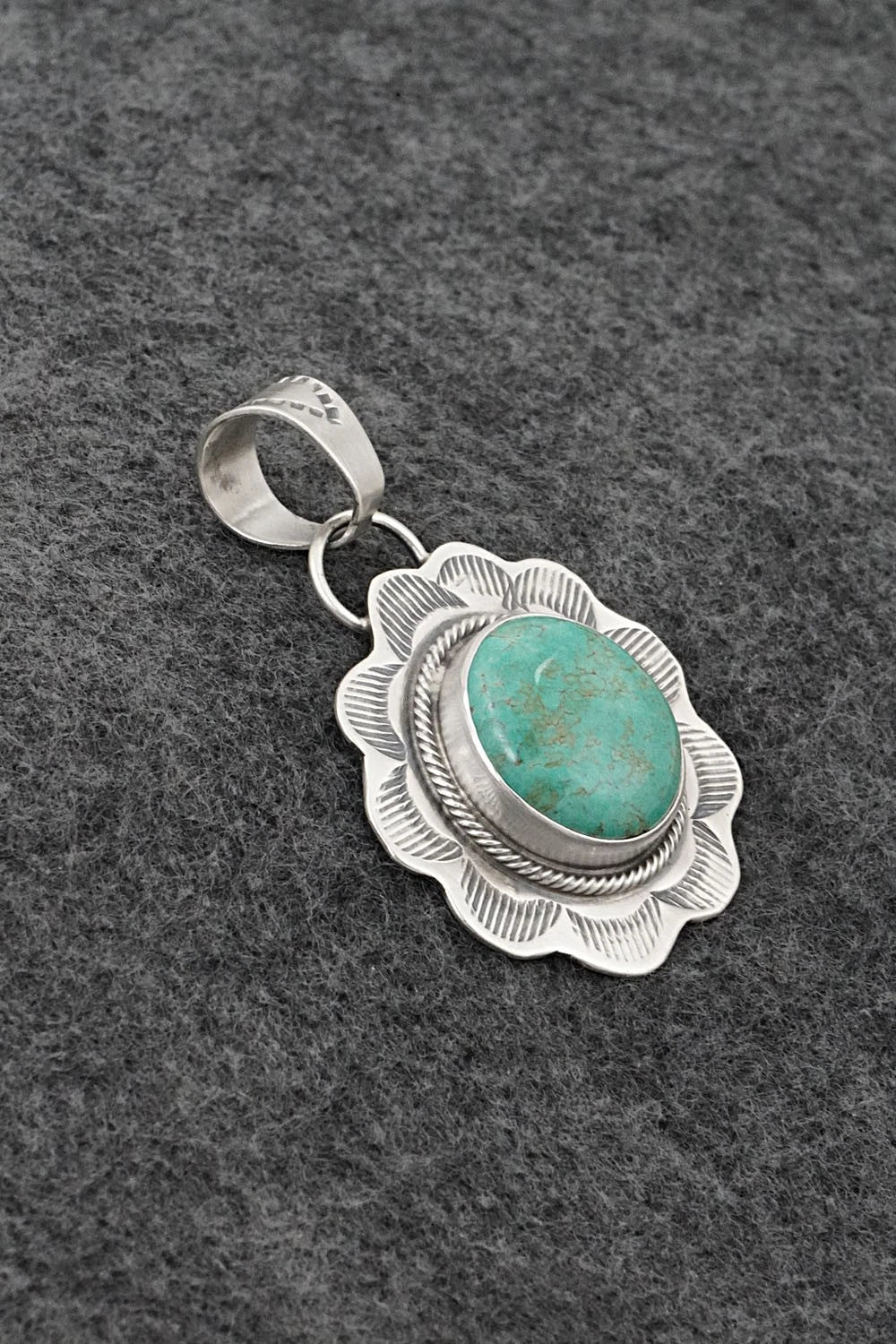 Turquoise & Sterling Silver Pendant - Cordell Platero