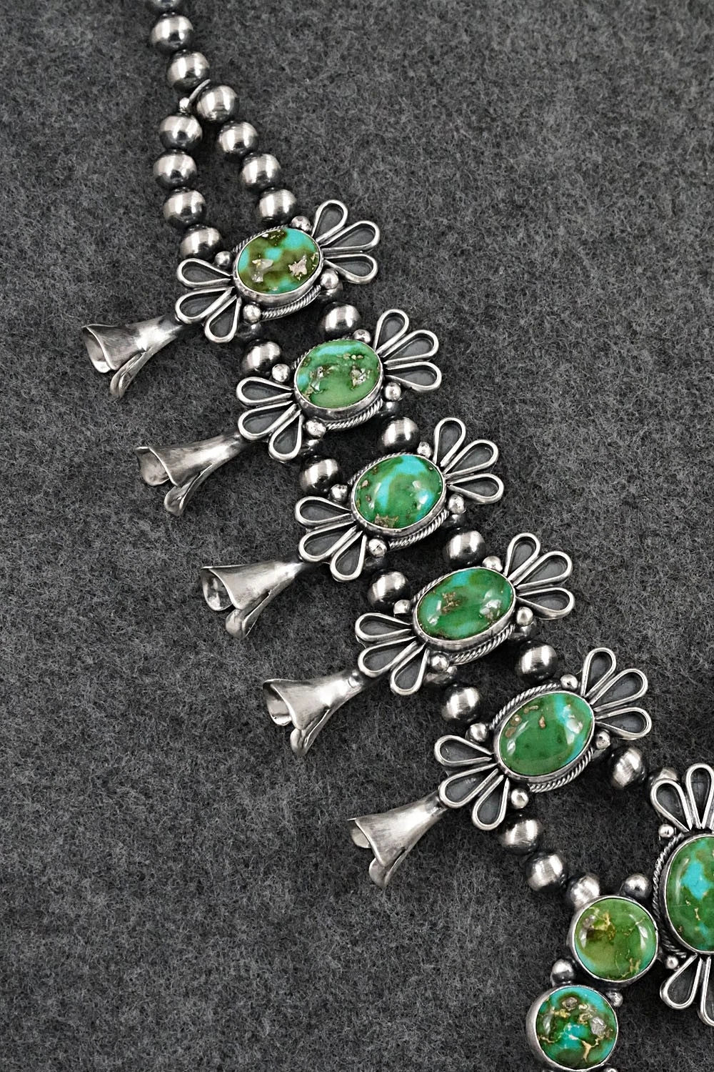 Turquoise & Sterling Silver Squash Blossom Set - Darrin Livingston