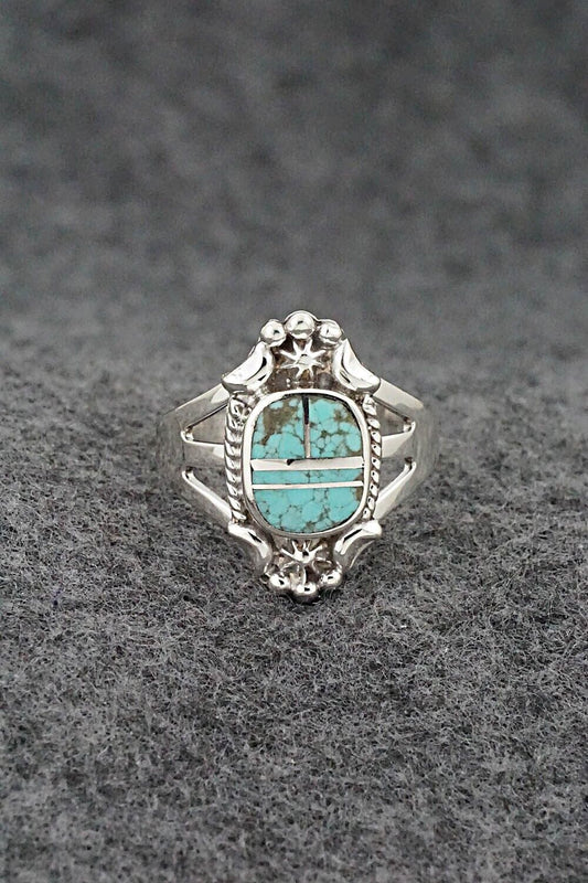 Turquoise & Sterling Silver Inlay Ring - James Manygoats - Size 9