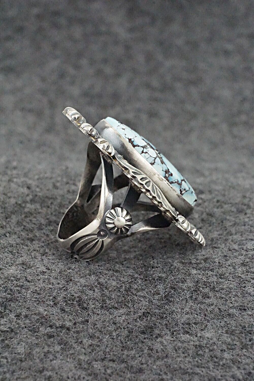 Turquoise & Sterling Silver Ring - Raymond Delgarito - Size 8.5