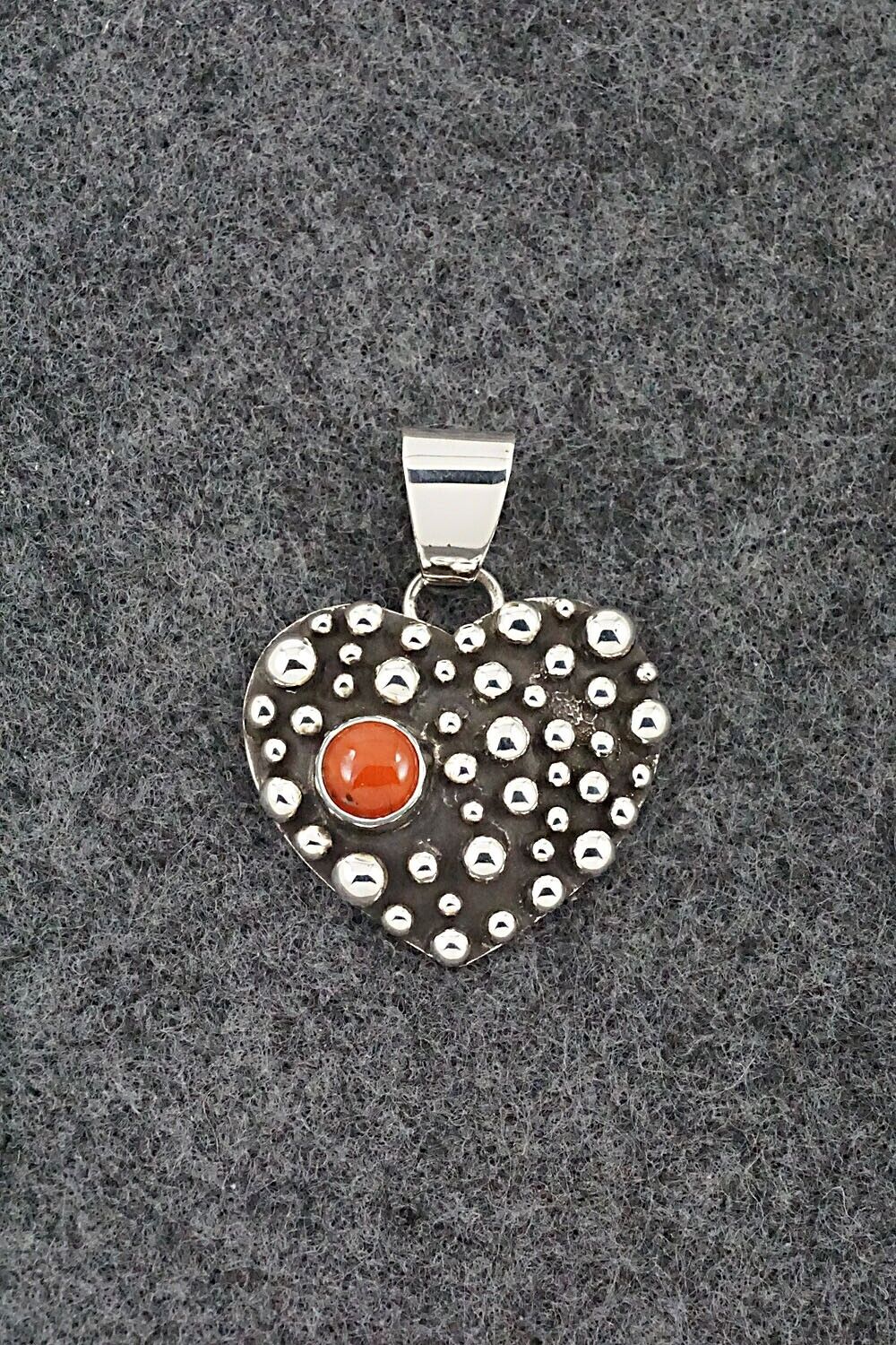 Coral & Sterling Silver Pendant - Raymond Coriz
