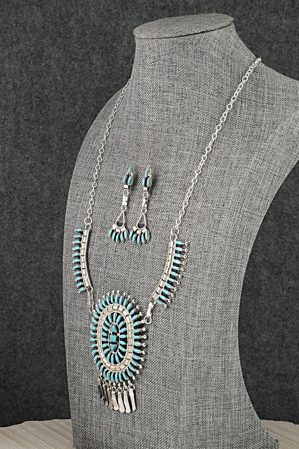 Turquoise & Sterling Silver Necklace Set - Evonne Hustito