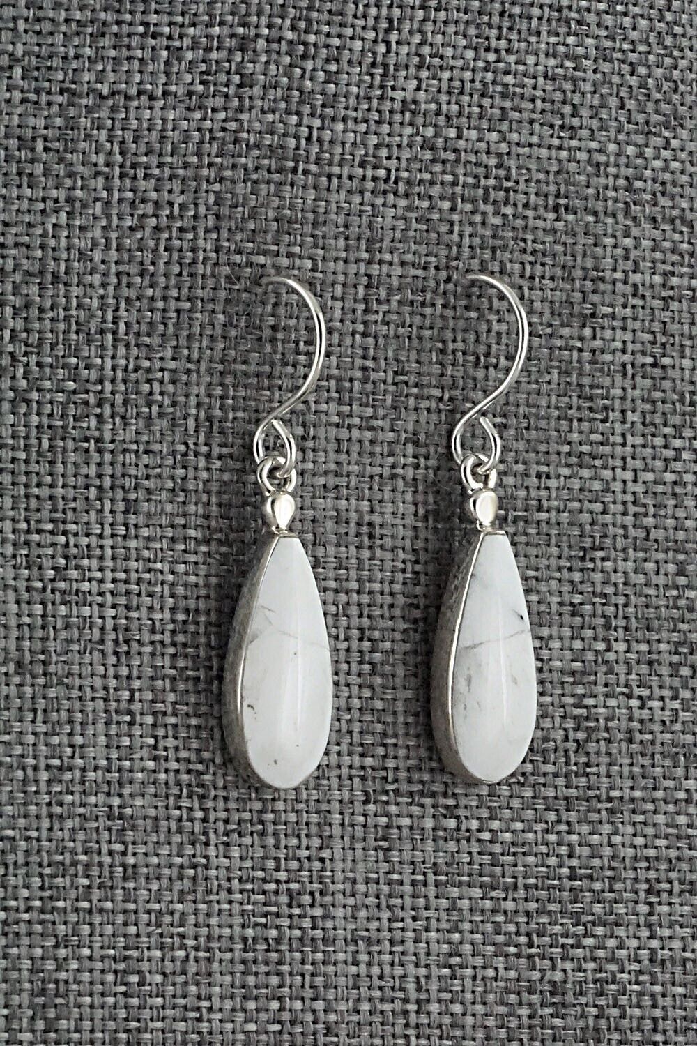 White Buffalo & Sterling Silver Earrings - Kenneth Bitsie