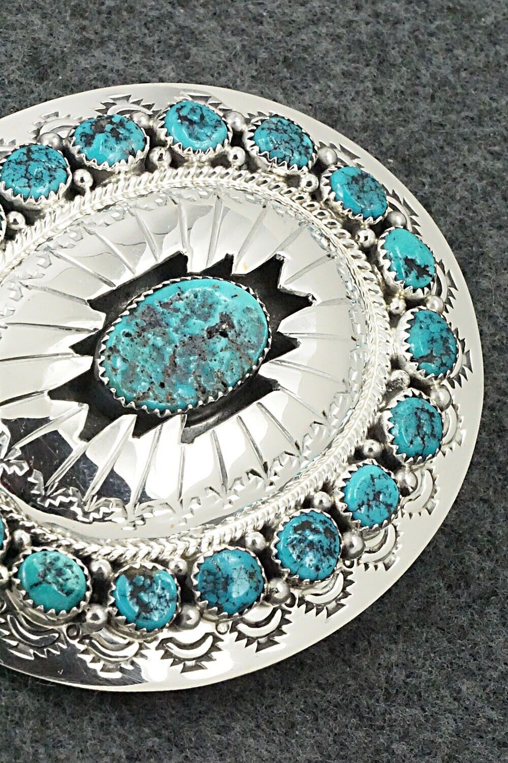Turquoise & Sterling Silver Belt Buckle - Wilbert Muskett Sr.