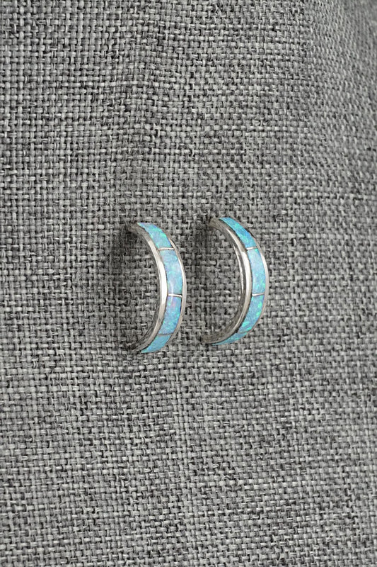 Opalite & Sterling Silver Hoop Earrings - Alton Tom