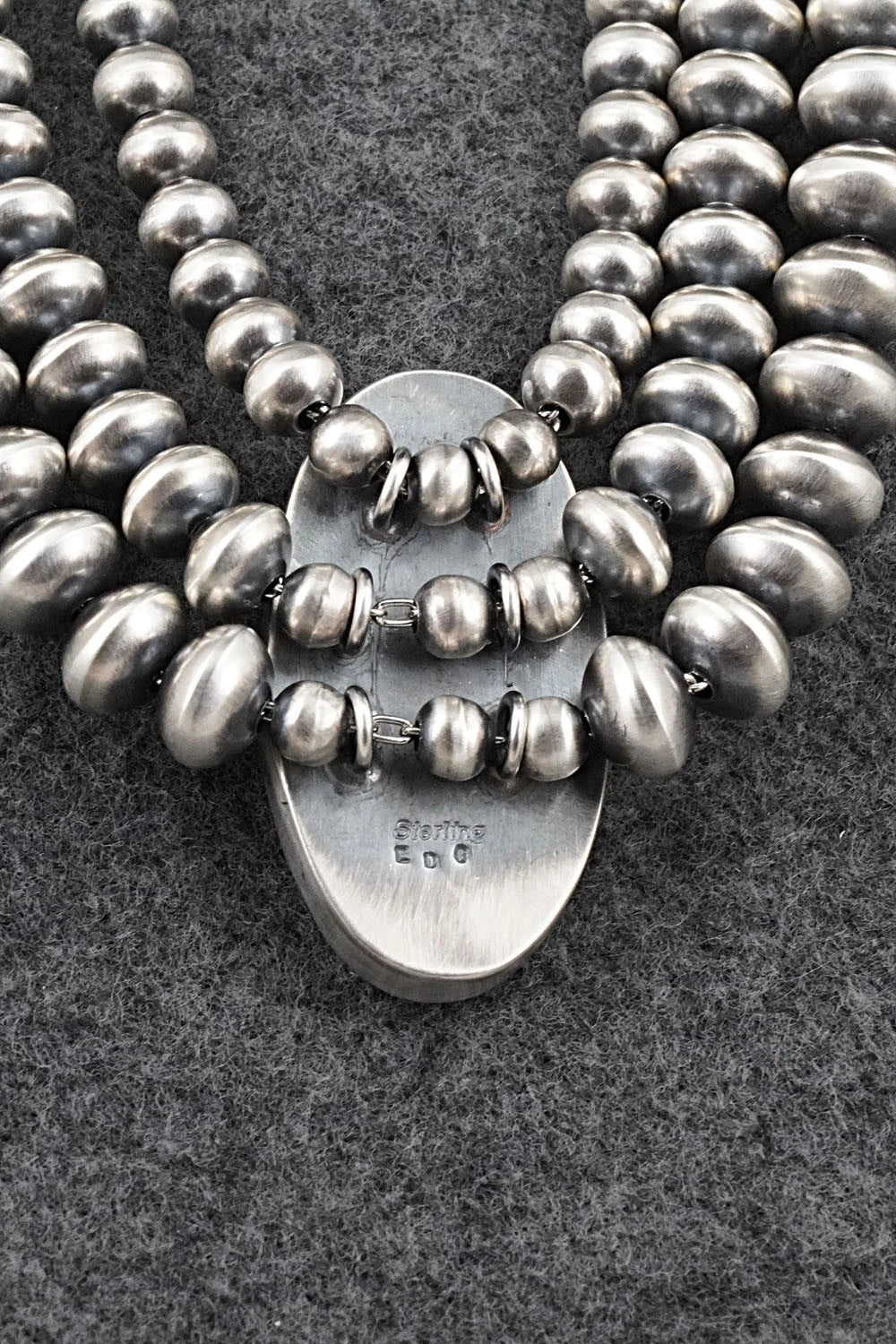 Turquoise & Sterling Silver Navajo Pearl Necklace - Gruber & Halwood