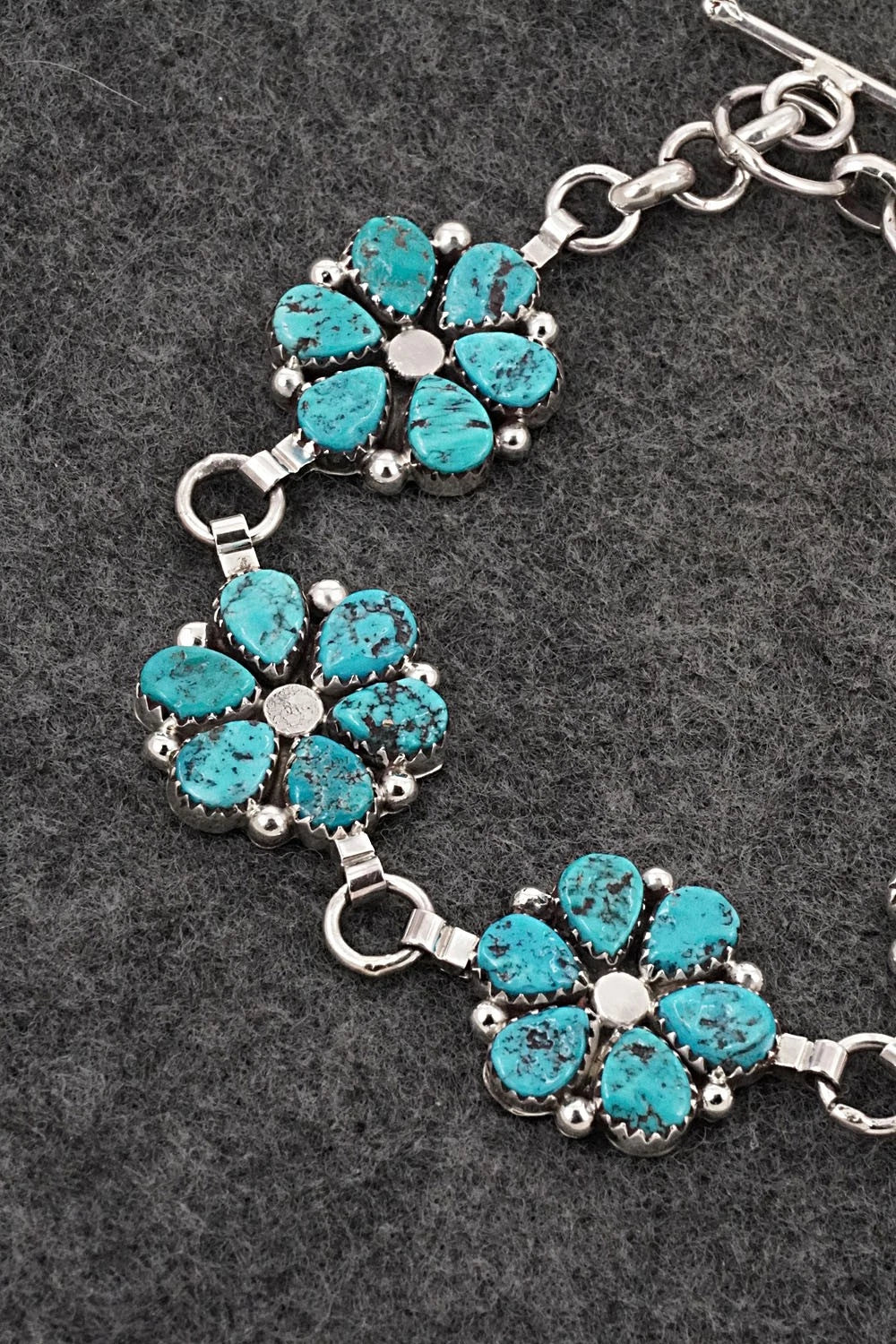 Turquoise & Sterling Silver Link Bracelet - Anthony Brown