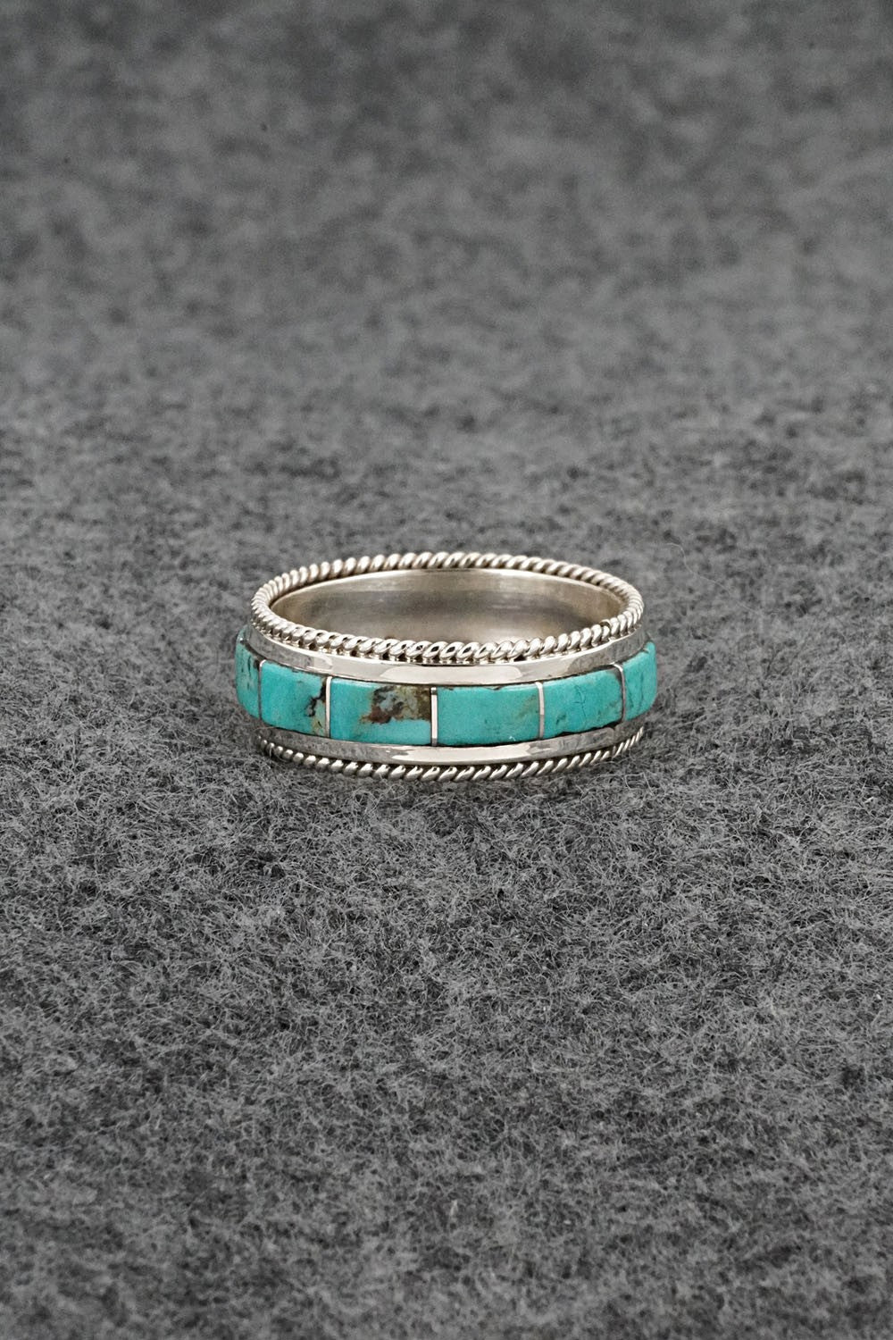 Turquoise & Sterling Silver Ring - Bruce Johnson - Size 9.5