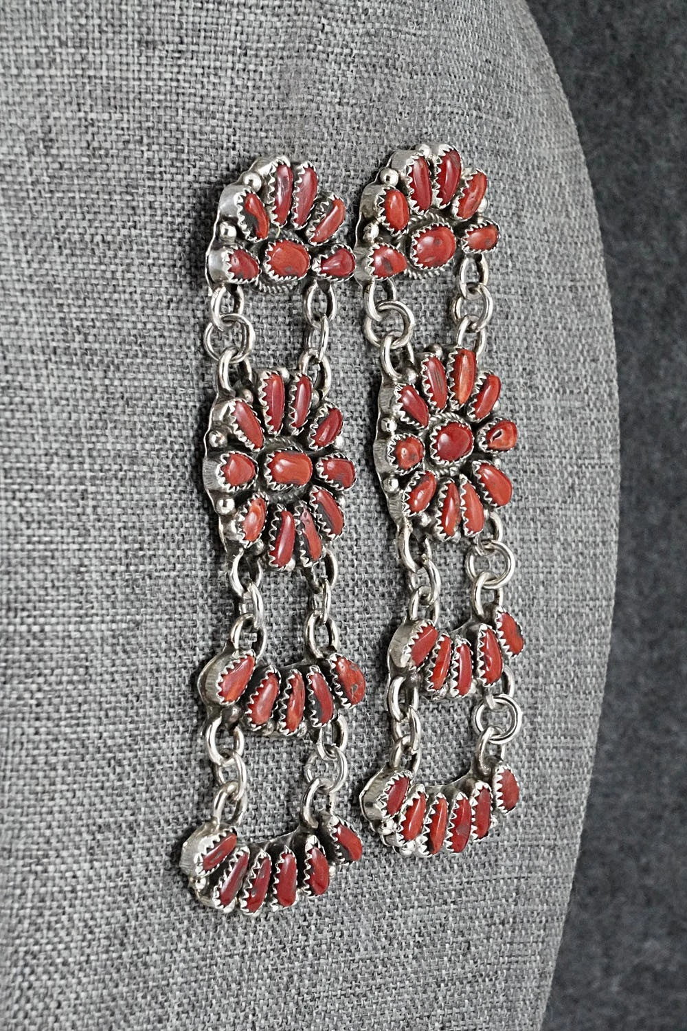 Coral & Sterling Silver Earrings - Justina Wilson