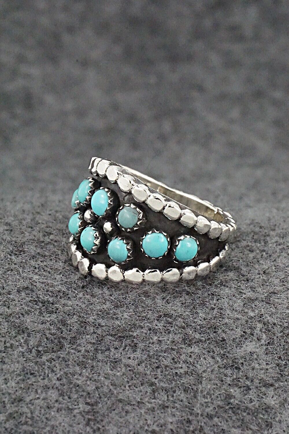 Turquoise & Sterling Silver Ring - Kenny Lonjose - Size 9