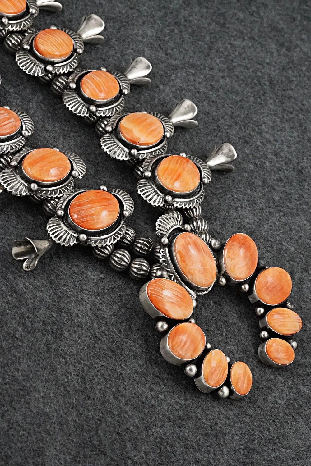 Spiny Oyster & Sterling Silver Squash Blossom Set - Mark Yazzie