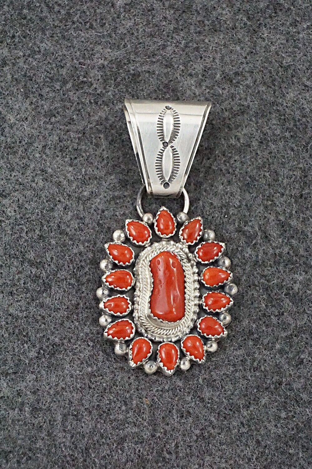 Coral & Sterling Silver Pendant - Tom Lewis