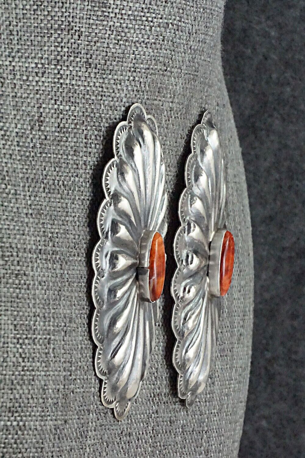 Spiny Oyster and Sterling Silver Earrings - Rita Lee