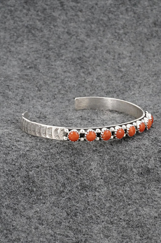 Coral & Sterling Silver Bracelet - Gaynell Parker