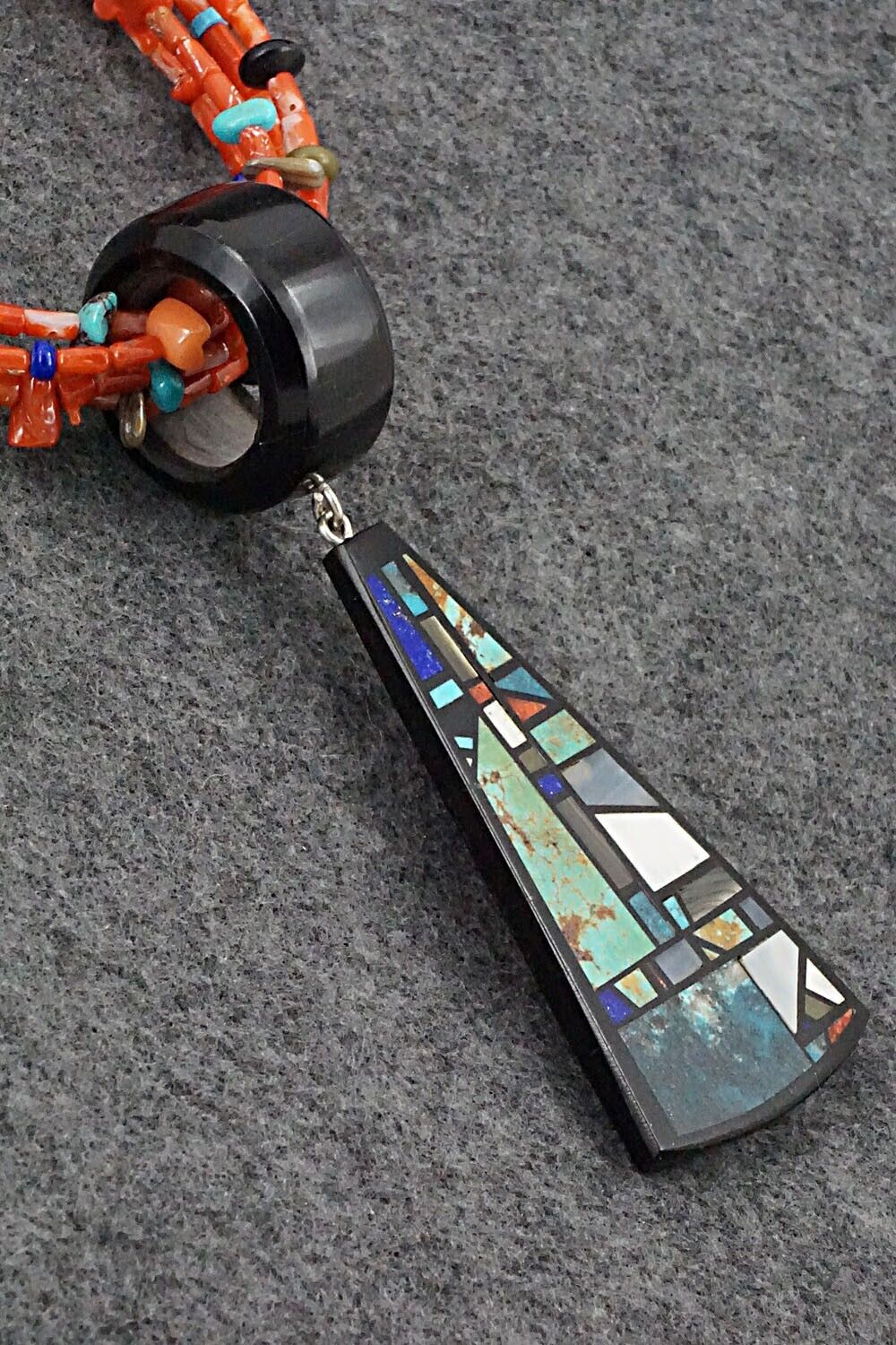 Coral, Multi-Stone Pendant & Sterling Silver Necklace - Chris Nieto