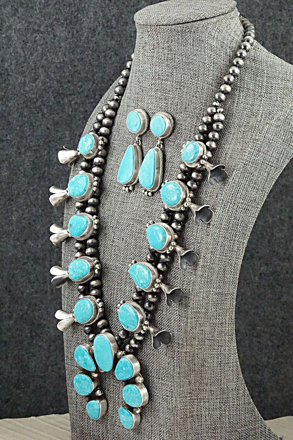 Turquoise & Sterling Silver Squash Blossom Set - Kathleen Chavez