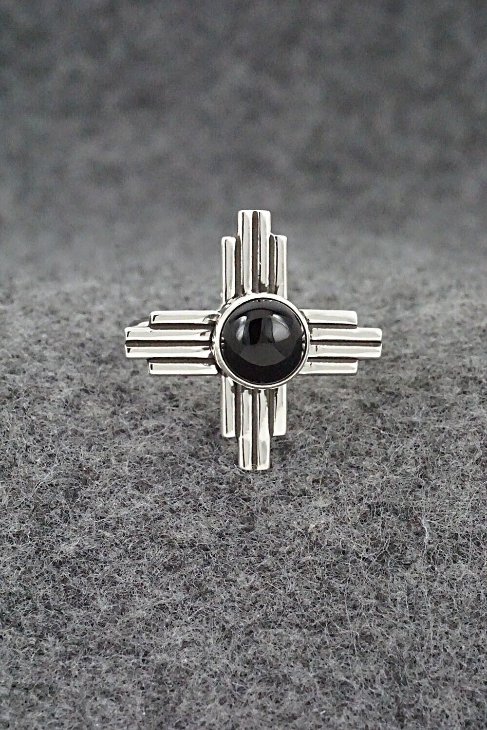 Onyx and Sterling Silver Ring - Raymond Coriz - Size 8.5