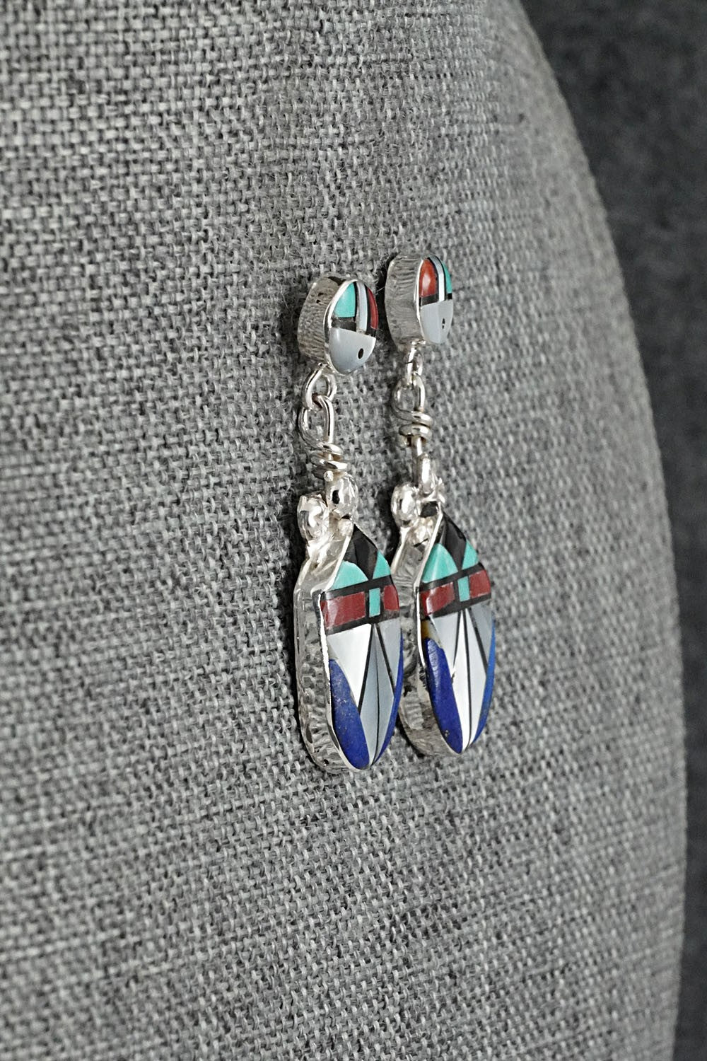 Multi Stone Inlay & Sterling Silver Earrings - Ola Eriacho