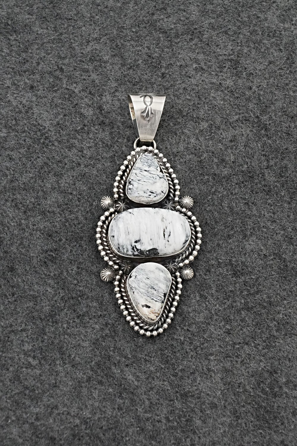 White Buffalo & Sterling Silver Pendant - Raymond Delgarito