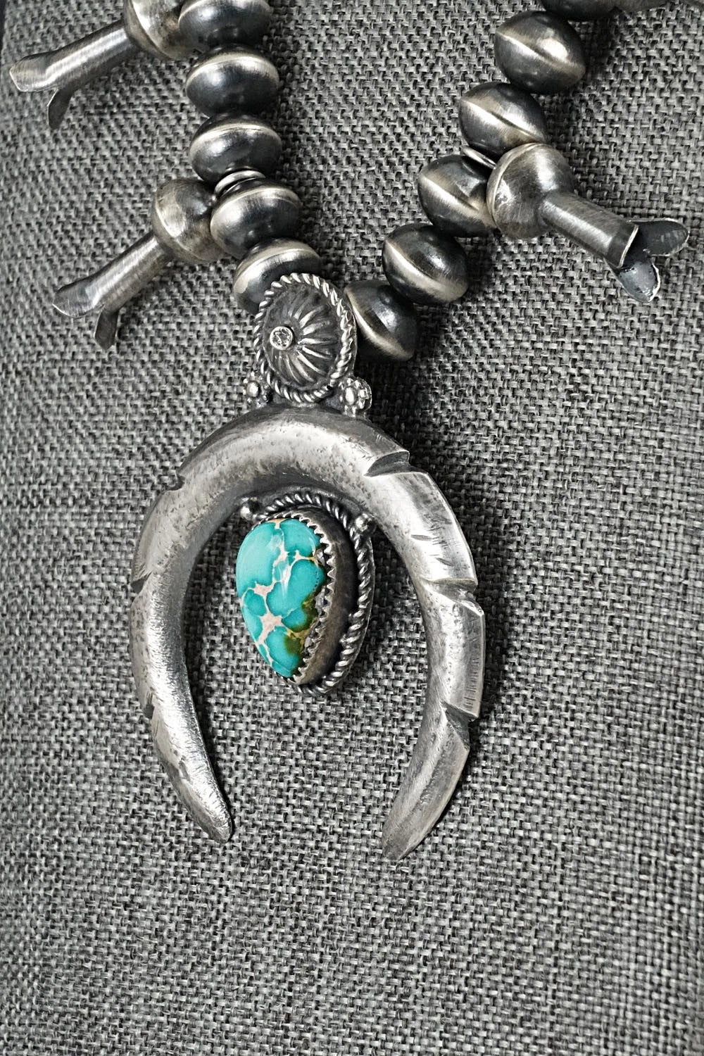 Turquoise & Sterling Silver Squash Blossom Necklace - Preston Haley