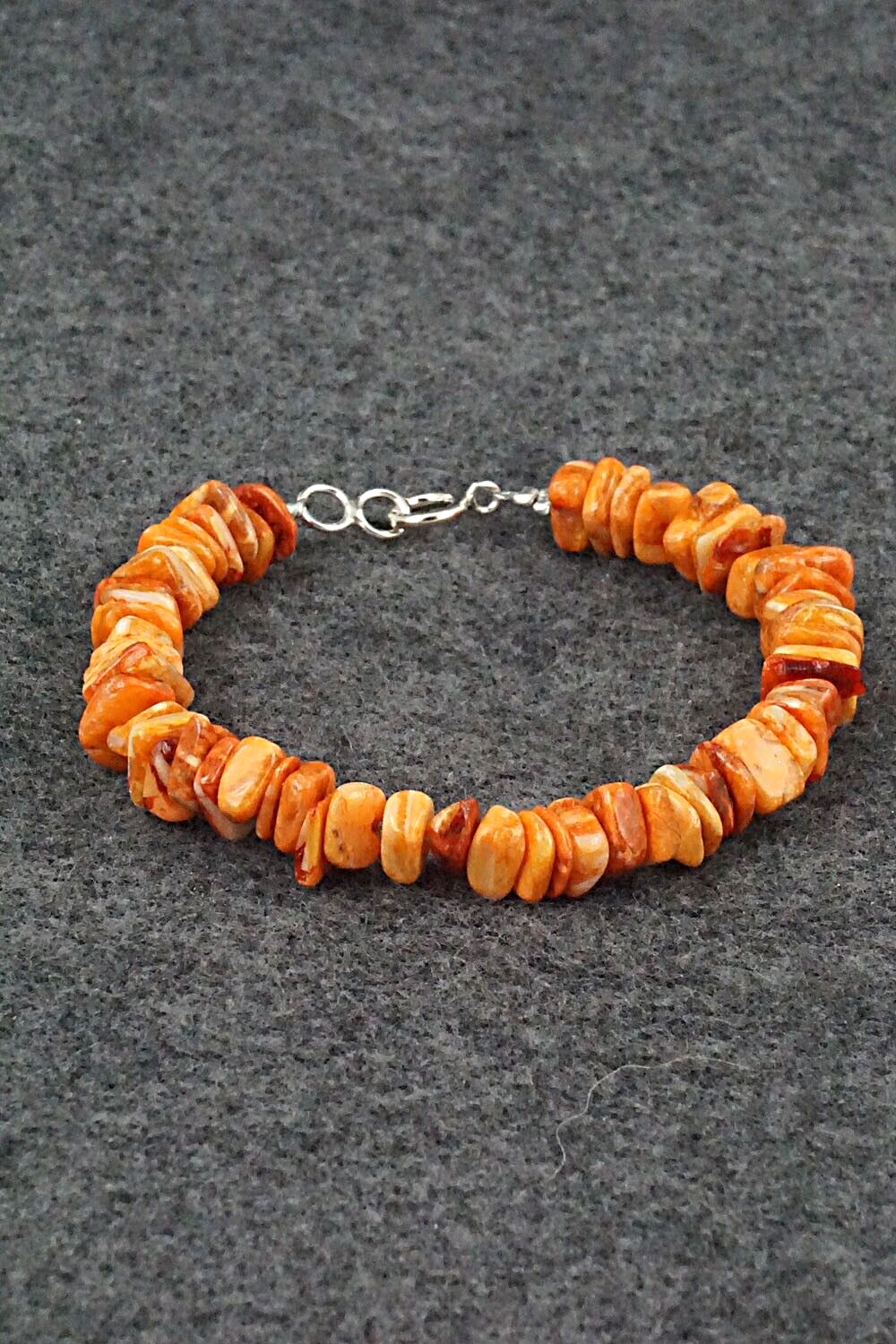 Spiny Oyster & Sterling Silver Bracelet - Louise Joe