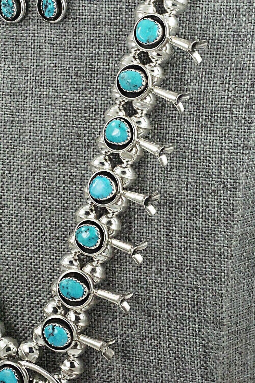 Turquoise & Sterling Silver Squash Blossom Set - Phil Garcia
