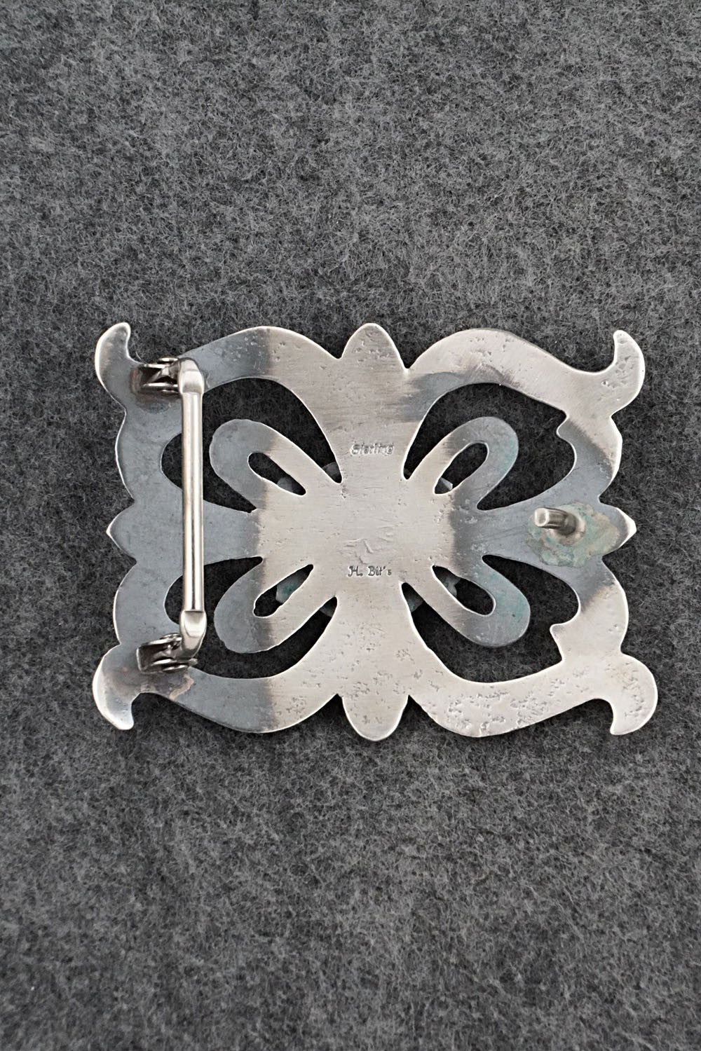Turquoise & Sterling Silver Belt Buckle - Harrison Bitsue