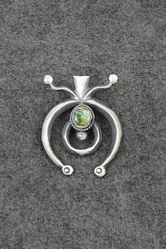 Turquoise & Sterling Silver Naja Pendant - Harrison Bitsue