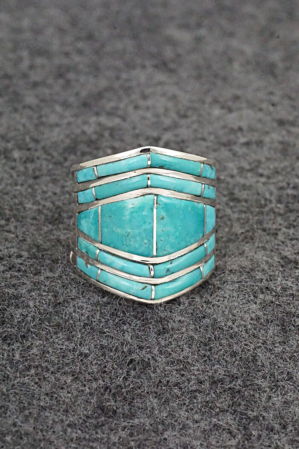 Turquoise & Sterling Silver Ring - Andrew Enrico - Size 8.5