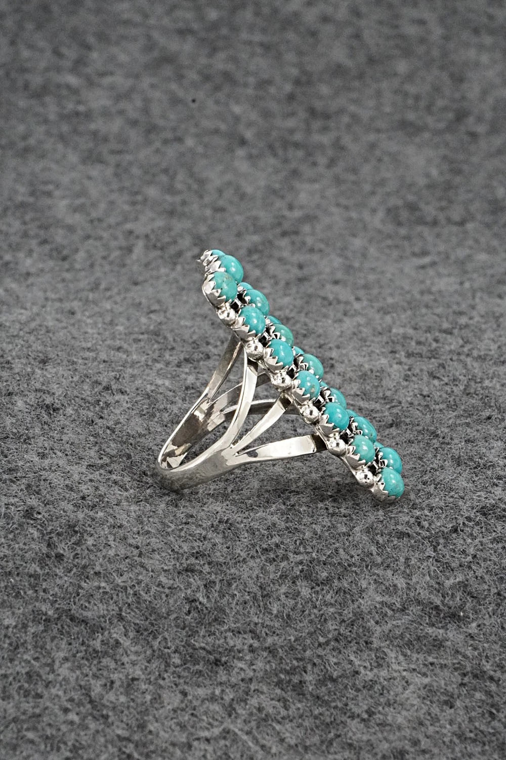 Turquoise & Sterling Silver Ring - Kenny Lonjose - Size 7.75