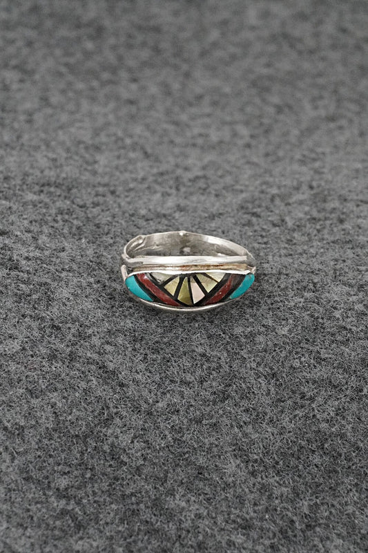 Multi-Stone & Sterling Silver Inlay Ring - Ola Eriacho - Size 7