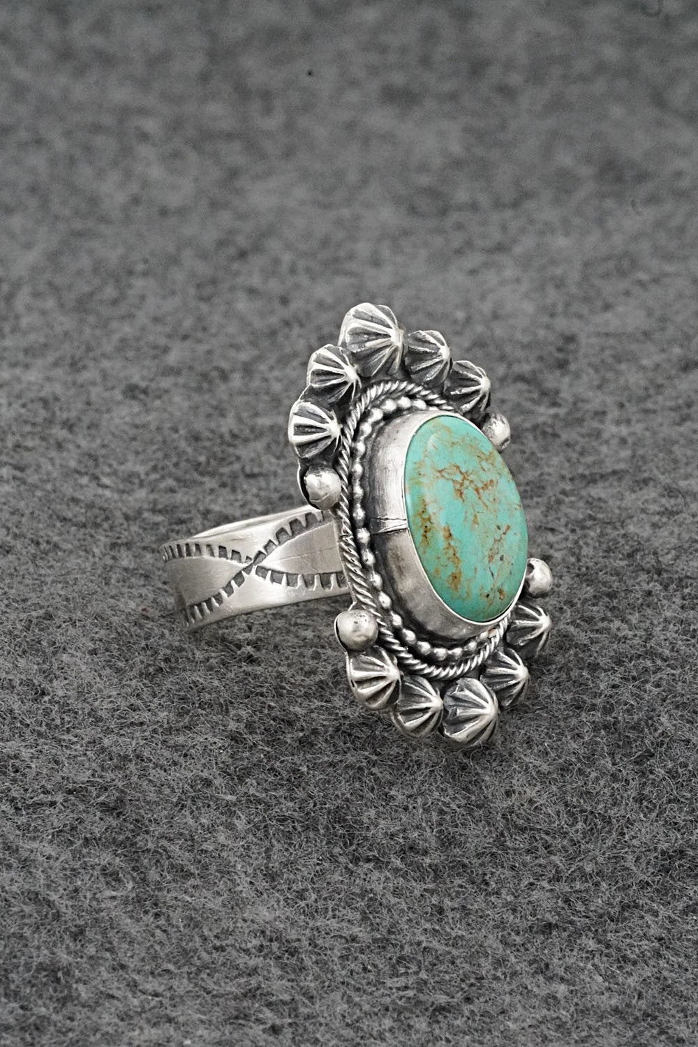 Turquoise & Sterling Silver Ring - Cordell Platero - Size Adjustable