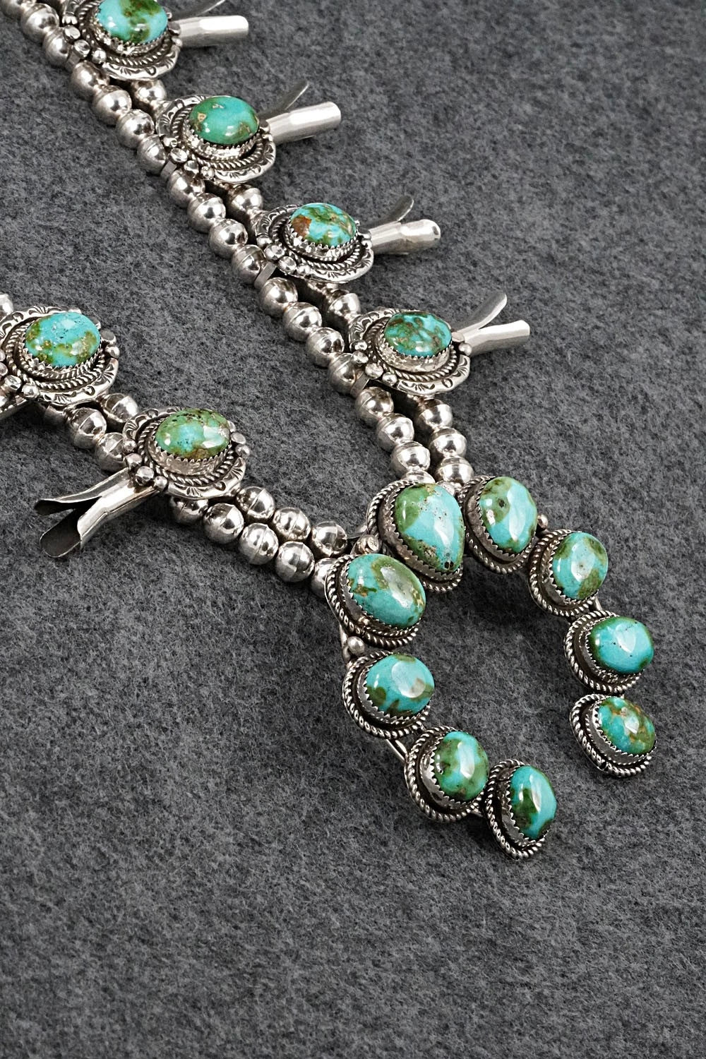 Turquoise & Sterling Silver Squash Blossom Set - Phil Nez