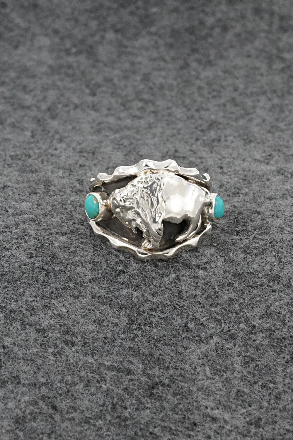 Turquoise & Sterling Silver Ring - Genevieve Francisco - Size 11.5