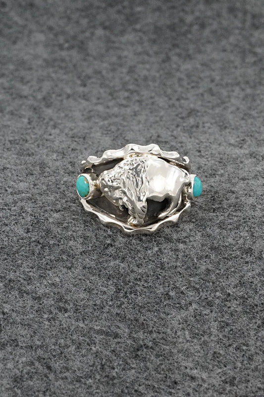 Turquoise & Sterling Silver Ring - Genevieve Francisco - Size 11.5