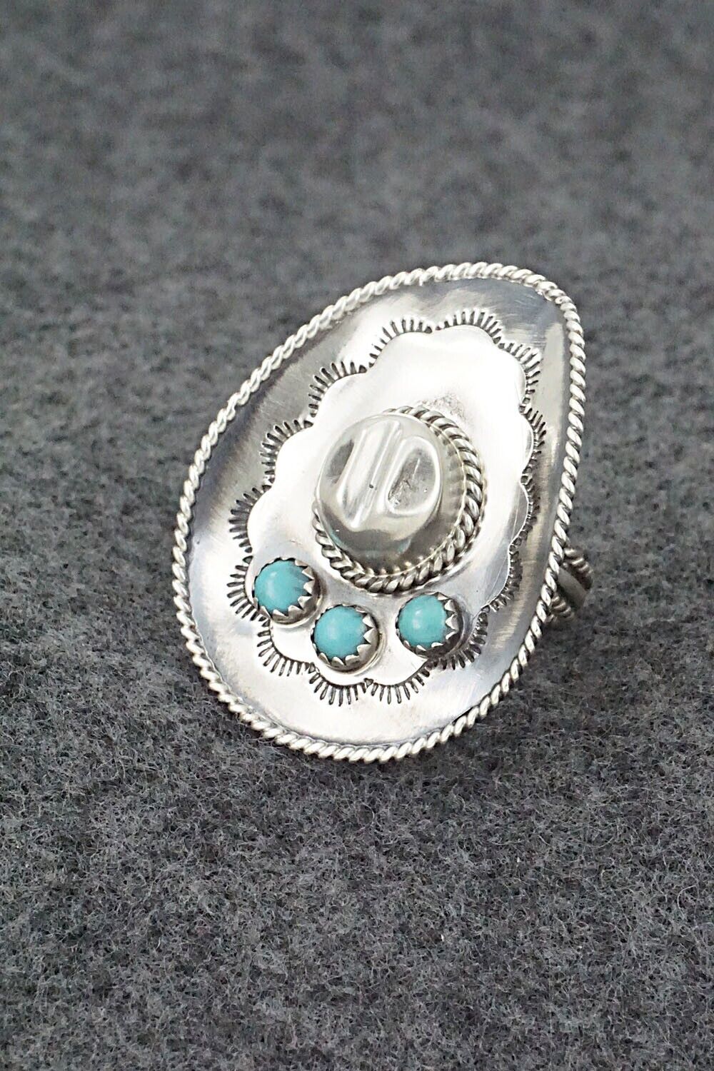 Turquoise & Sterling Silver Ring - Bobby Platero - Size 5.5