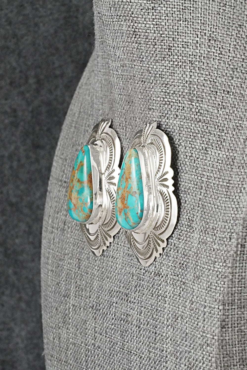 Turquoise & Sterling Silver Earrings - Arnold Blackgoat