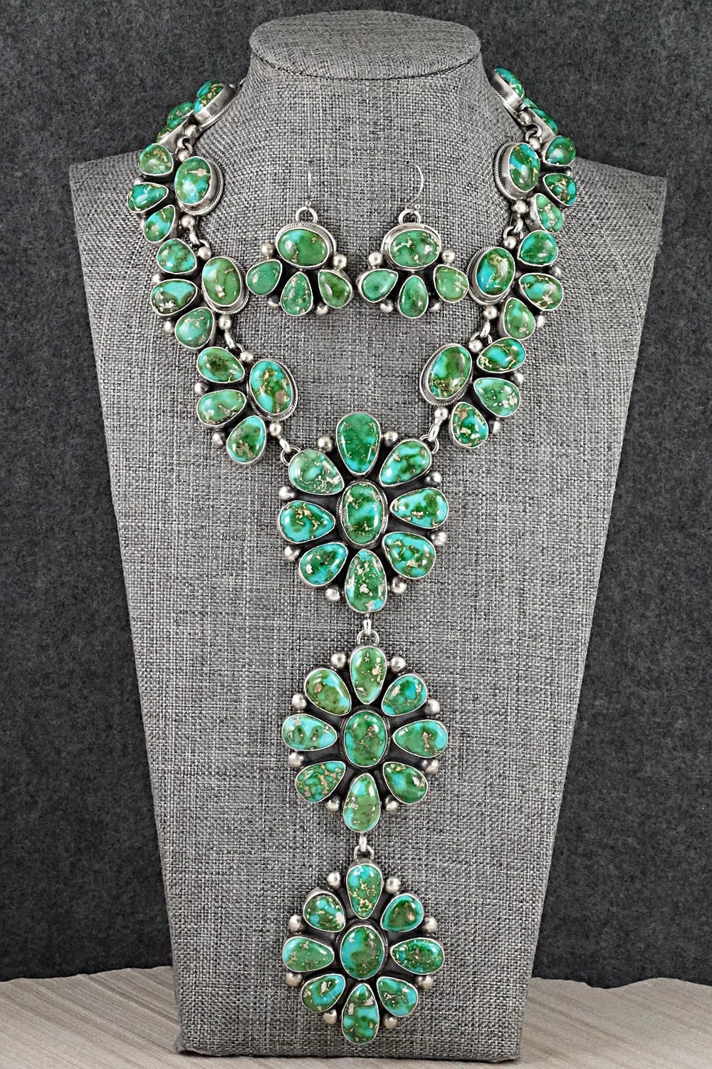 Turquoise & Sterling Silver Necklace and Earrings Set - Kathleen Livingston