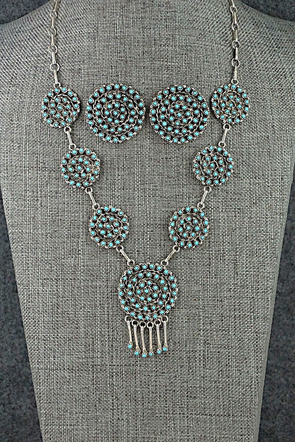 Turquoise & Sterling Silver Necklace and Earrings Set - Randy Hooee