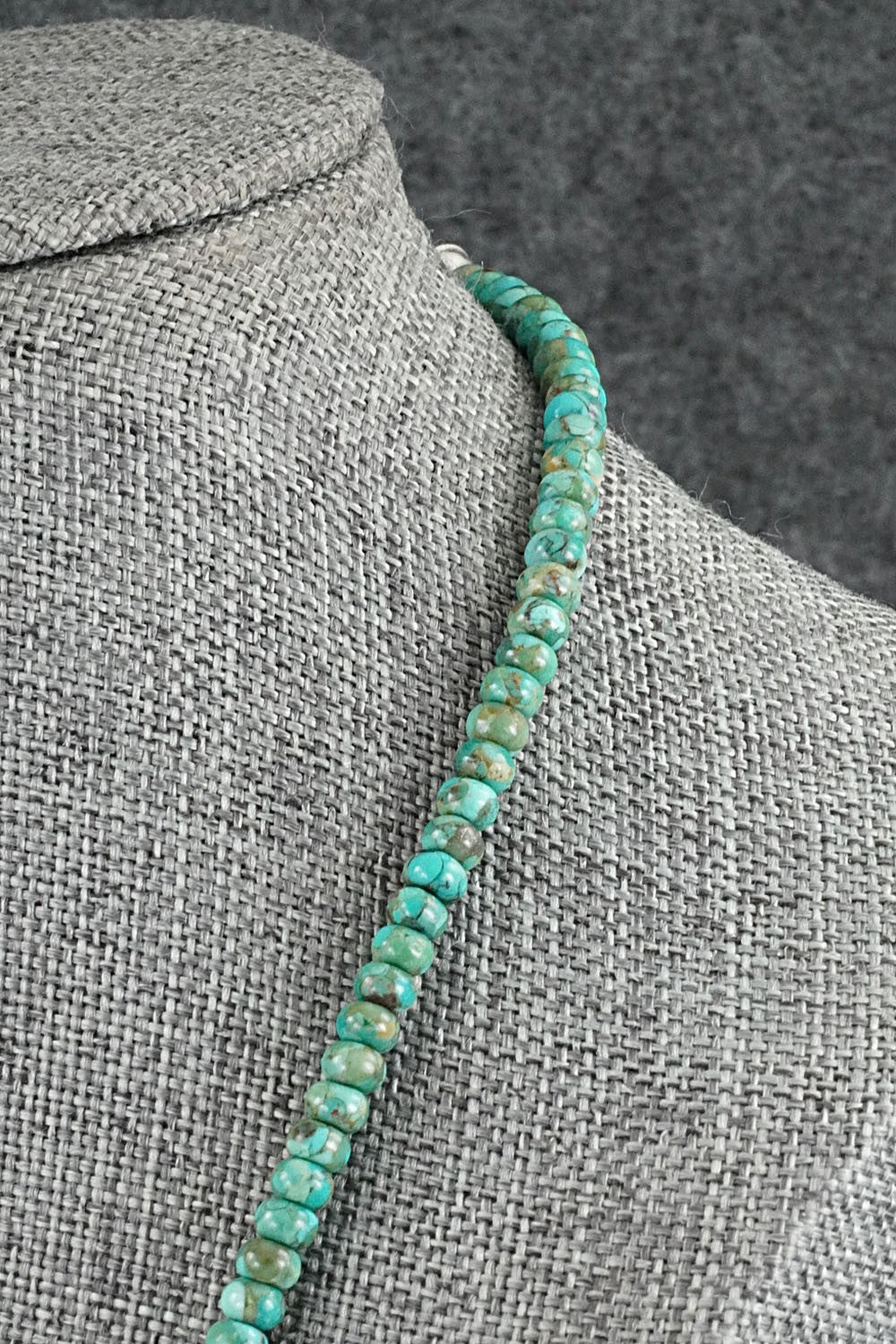 Turquoise, Spiny Oyster & Sterling Silver Necklace 19" - Helen Tsosie