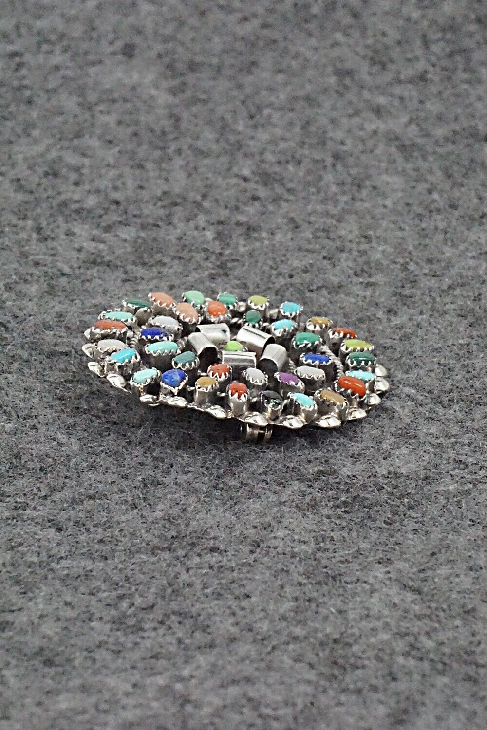 Multi-Stone & Sterling Silver Pendant/Pin - Lorencita Walela