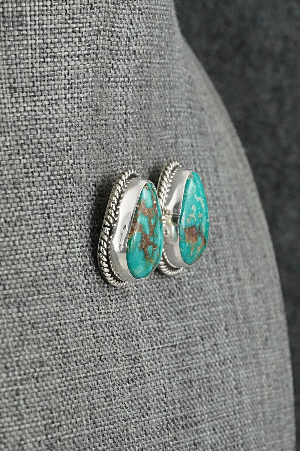 Turquoise & Sterling Silver Earrings - Eugene Gruber