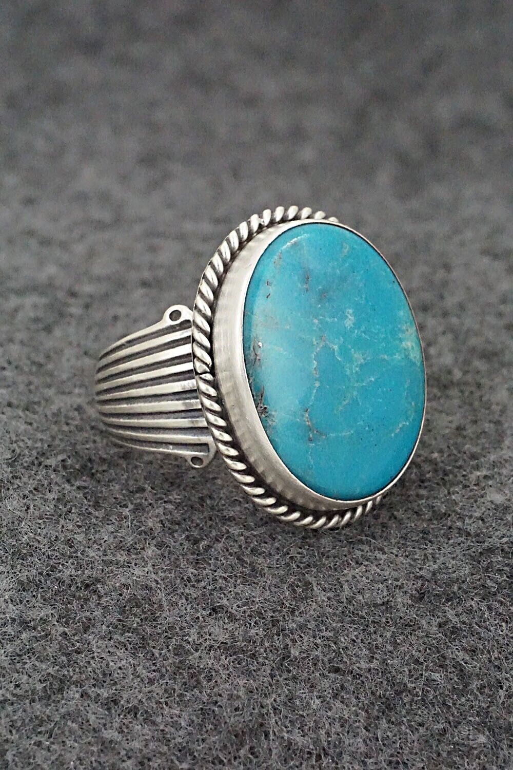 Turquoise & Sterling Silver Ring - Samuel Yellowhair - Size 8.5