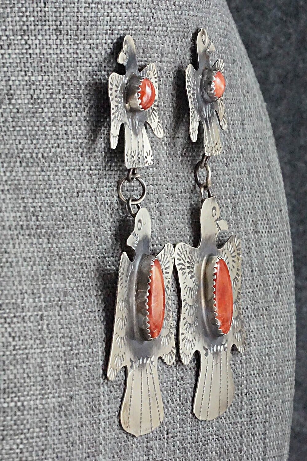 Spiny Oyster & Sterling Silver Earrings - Gabrielle Yazzie