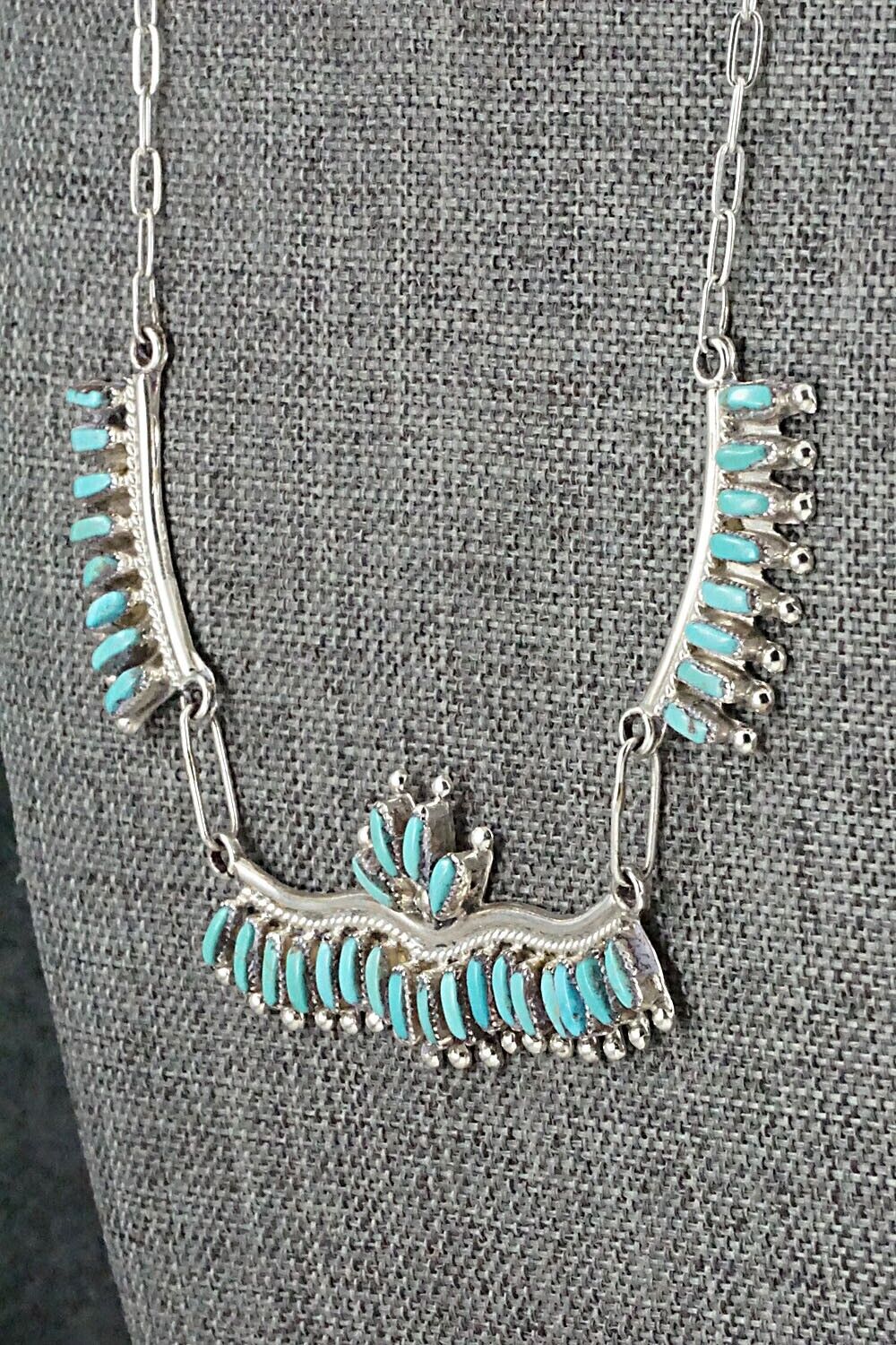 Turquoise & Sterling Silver Necklace and Earrings Set - Veronica Yawakia