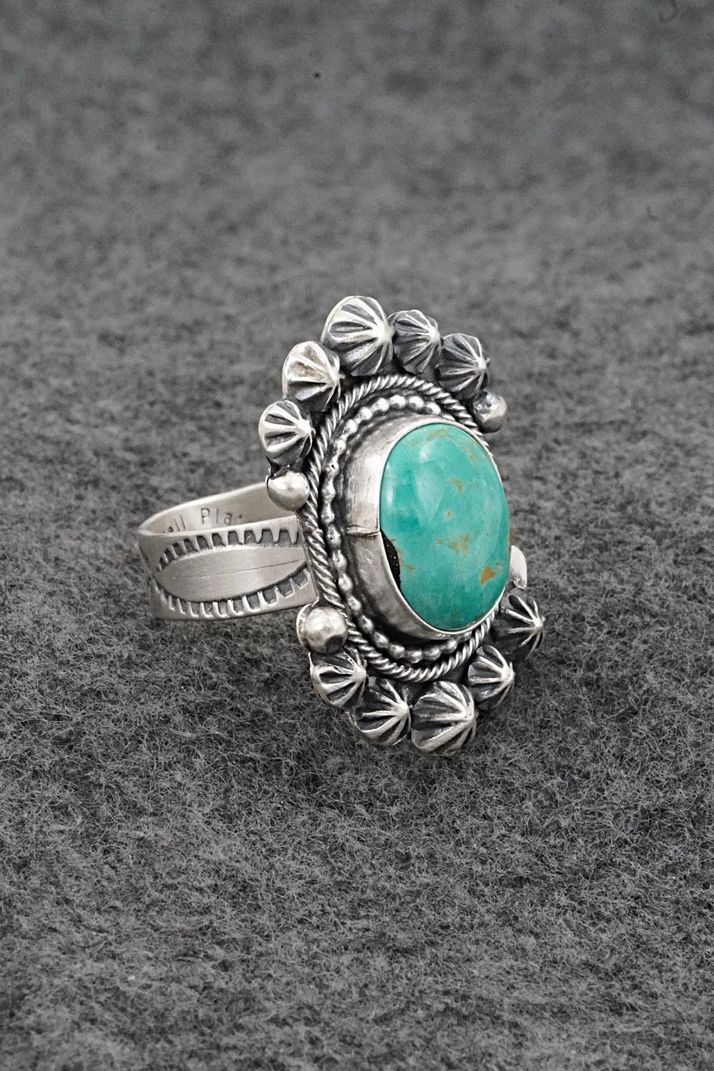 Turquoise & Sterling Silver Ring - Cordell Platero - Size Adjustable
