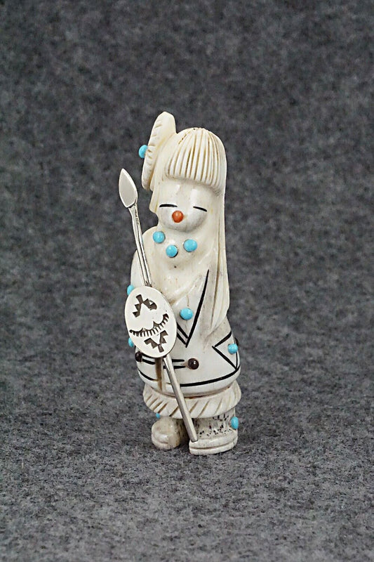 Hunter with Spear & Shield Zuni Fetish Carving - Claudia Peina