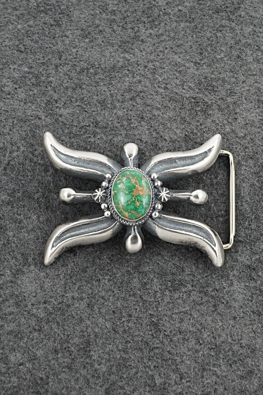 Turquoise & Sterling Silver Belt Buckle - Harrison Bitsue