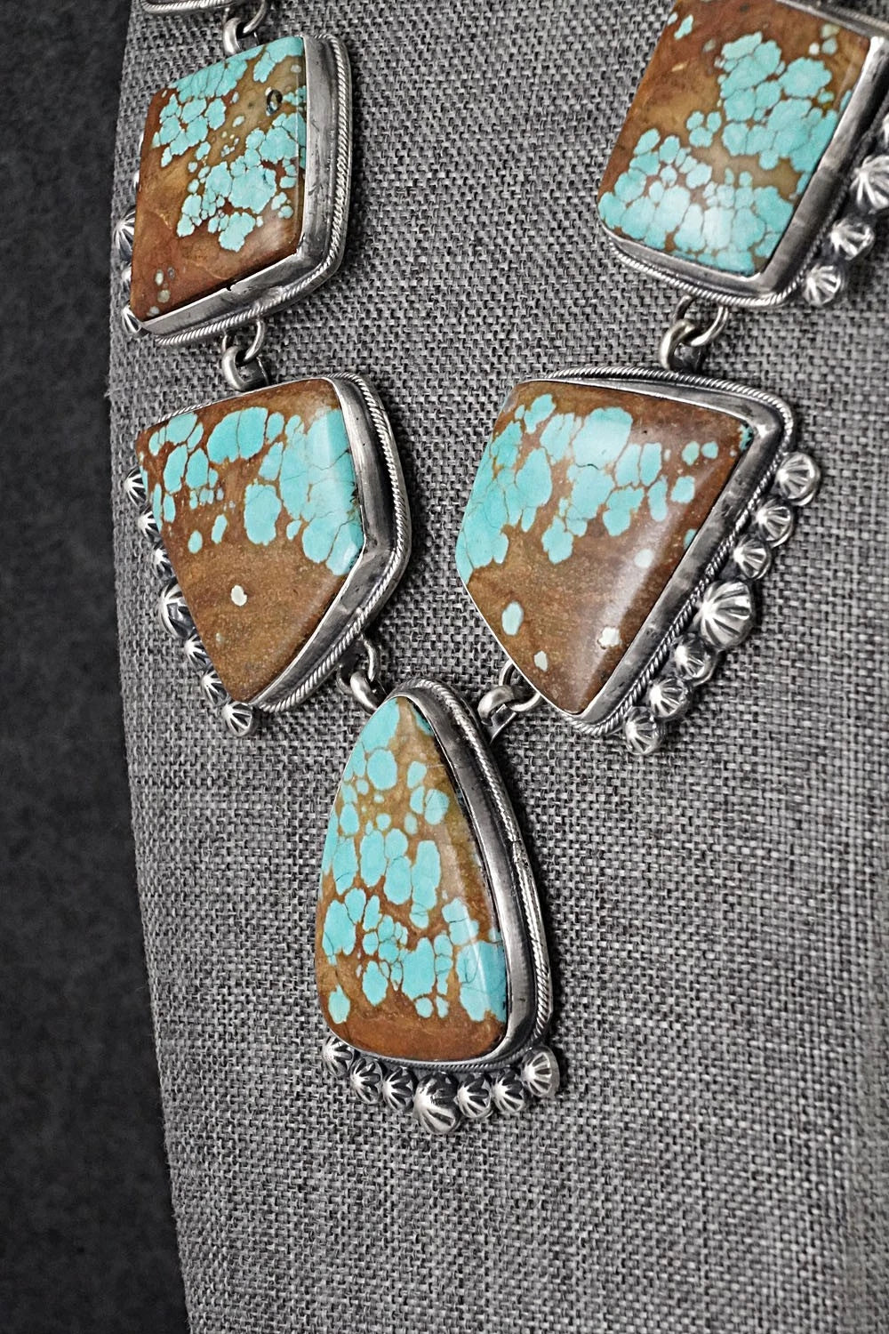 Turquoise & Sterling Silver Necklace and Earrings Set - Bobby Johnson