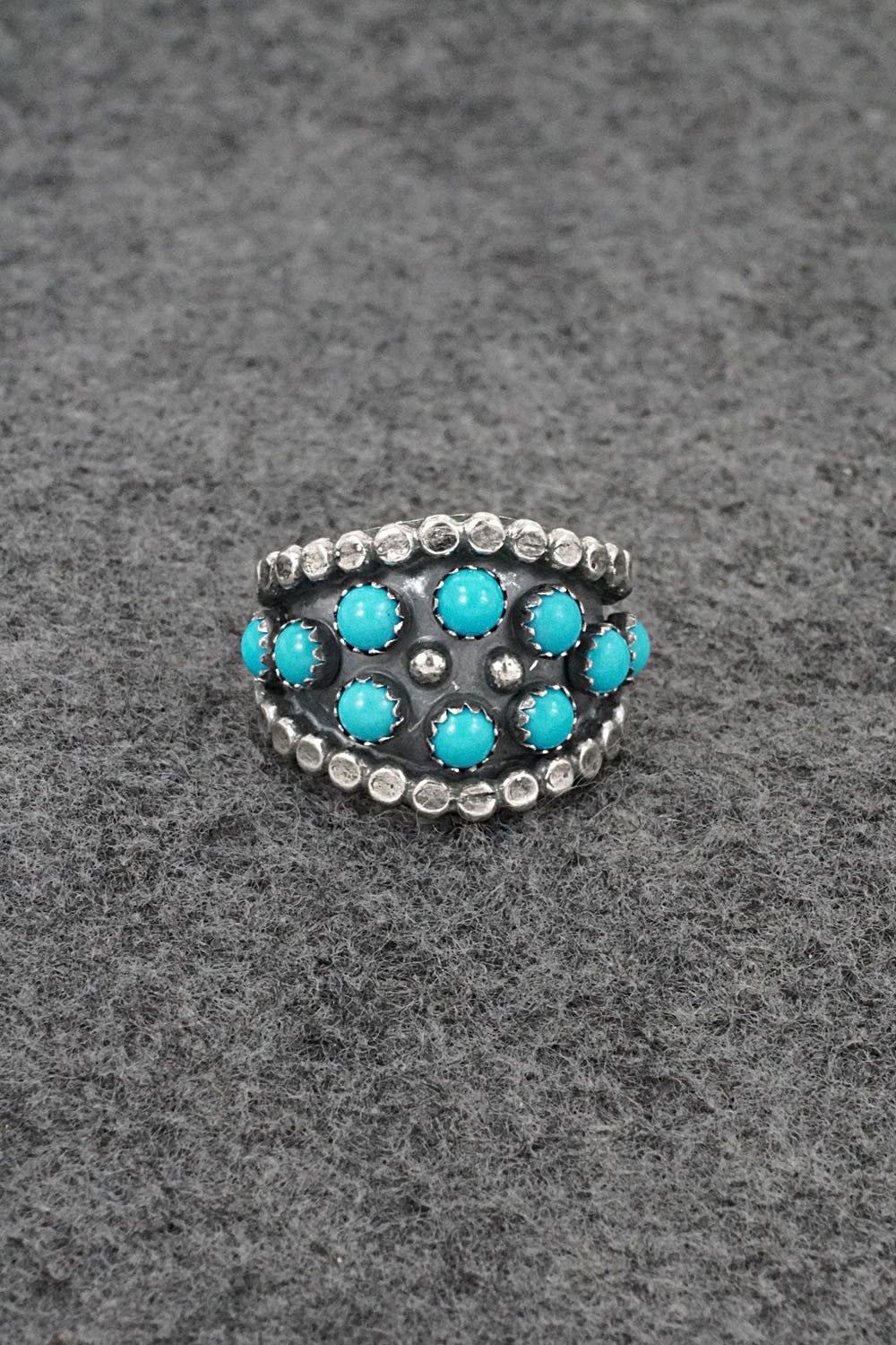 Turquoise & Sterling Silver Ring - Kenny Lonjose - Size 7.5